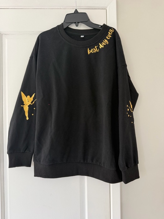Tops - Black Sweatshirt with Gold Tinker Bell Graphics - "best day ever"